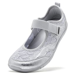 HOBIBEAR Women Barefoot Ballet Flats Hook-Loop Wide Toe Box Shoes Mesh Floral Weave Mary Jane Shoes