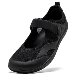 HOBIBEAR Women Barefoot Ballet Flats Hook-Loop Wide Toe Box Shoes Mesh Floral Weave Mary Jane Shoes
