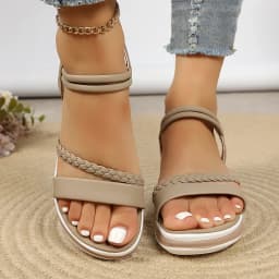 Women's Platform Sandals Casual Summer Slip on Comfort Daily Walking Beach Shoes Lightweight Open Toe Slingback Flat Sandals