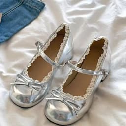 2026 New Women Mary Jane Shoes Fashion Butterfly-knot Dress Shoes Ladies Concise Outdoor Thick Heel Leather Shoes