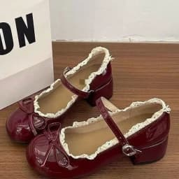 2026 New Women Mary Jane Shoes Fashion Butterfly-knot Dress Shoes Ladies Concise Outdoor Thick Heel Leather Shoes