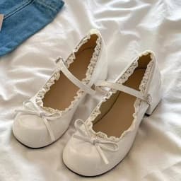 2026 New Women Mary Jane Shoes Fashion Butterfly-knot Dress Shoes Ladies Concise Outdoor Thick Heel Leather Shoes