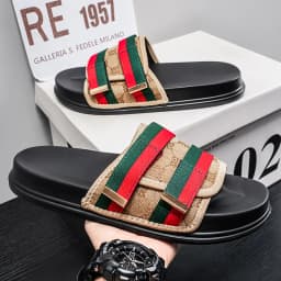 Men's summer classic one-piece slippers lightweight and fashionable satin casual sandals comfortable indoor and outdoor slippers