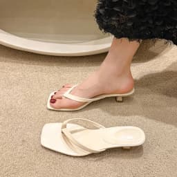 Women Clip Toe Slippers Summer Comfort Low Heel Slides Shoes Ladies Casual Dress Street Style Soft Sole Flip-flops