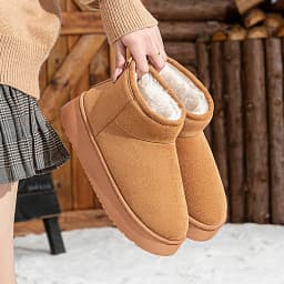 Faux Suede Thick Bottom Snow Boots Women 2025 Trend Warm Thicken Plush Cotton Shoes Woman Slip On Non Slip Winter Ankle Boots