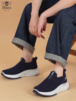 Desai Men's Wide Width Knit Slip-on Sneakers Max Cushion Walking Shoes Lightweight Breathable