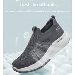 Desai Men's Wide Width Knit Slip-on Sneakers Max Cushion Walking Shoes Lightweight Breathable
