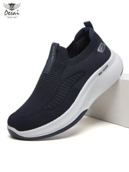 Desai Men's Wide Width Knit Slip-on Sneakers Max Cushion Walking Shoes Lightweight Breathable