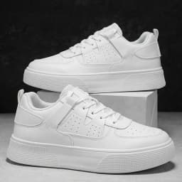 Men's Casual Skate Shoes Black White Color Block Breathable Low Top Platform Sneakers