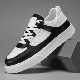 Men's Casual Skate Shoes Black White Color Block Breathable Low Top Platform Sneakers