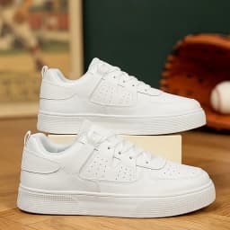 Men's Casual Skate Shoes Black White Color Block Breathable Low Top Platform Sneakers