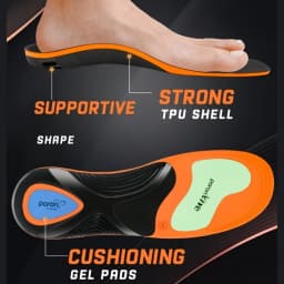 Unisex High Arch Support Sports Orthotic Insoles, PU Shock-Absorbing Shoe Inserts for Flat Feet Relieve Foot Pain & Fatigue