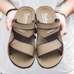Trend Slippers Man Outdoor Leather Men's Sandals Large Size 48 Sandals Men Summer Flat Casual Leather Slippers Sandals For Men