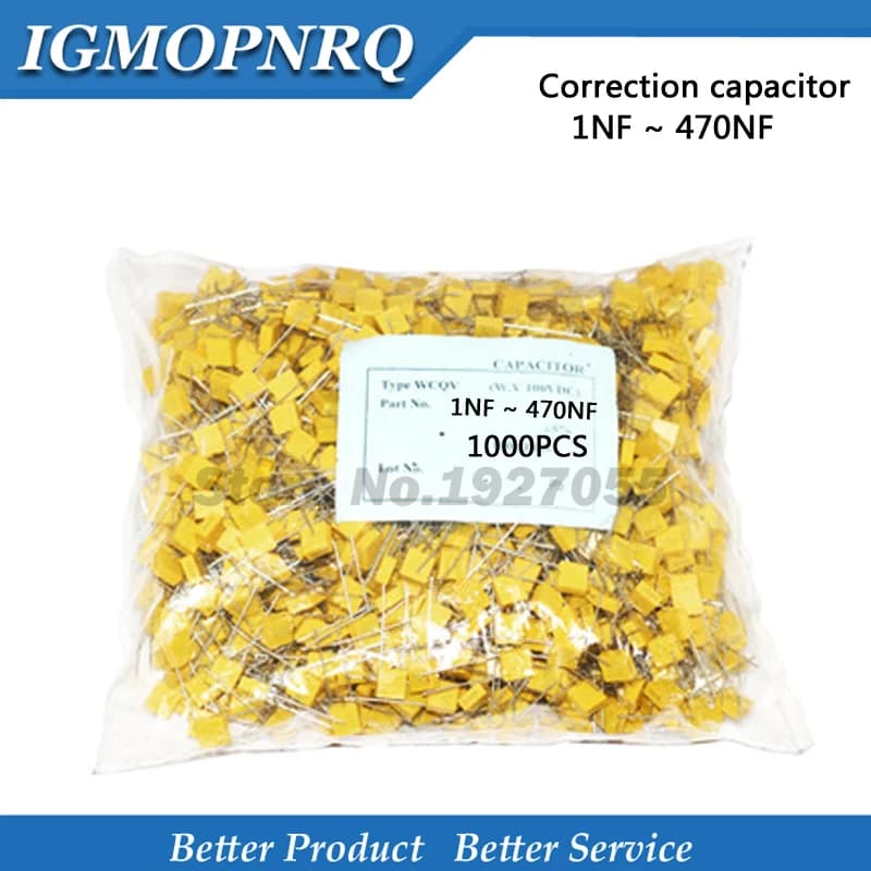 1000pcs Correction capacitor 100V 1nF ~ 470nF 100nf 220nf 10nf 47nf 22nf 1nf 0.47uf 0.1uf Polypropylene Safety Plastic Film