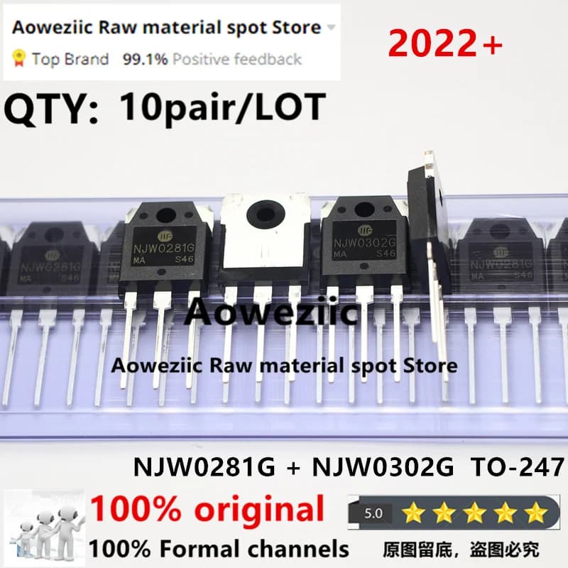 Aoweziic 2022+ 20 PCS = 10pair 100% New Original NJW0281G NJW0302G NJW0281 NJW0302 TO-247 Audio Matching Tube