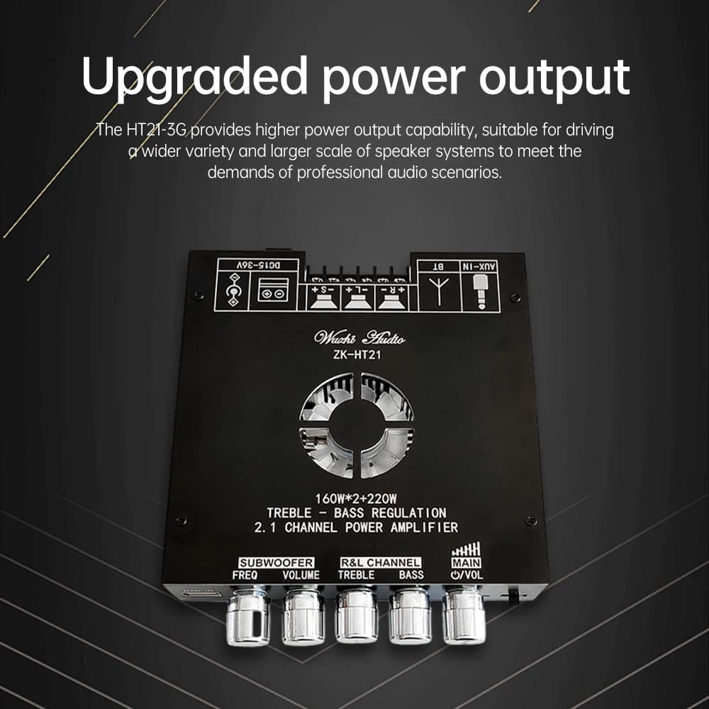 HT21-3G 2.1 Channel TDA7498E Bt Amplifier Module Subwoofer 160Wx2+220V Treble Bass Wuzhi Audio Supports APP