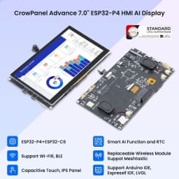CrowPanel Advanced 7'' HMI AI Display 1024x600 IPS Touch Screen ESP32-P4 with Camera Optional Compatible with Arduino/LVGL