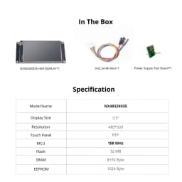 Nextion Enhanced NX4832K035 - Generic 3.5'' 480*320 Built-in RTC / Larger Flash Capacity / Faster MCU Clock HMI Touch Display