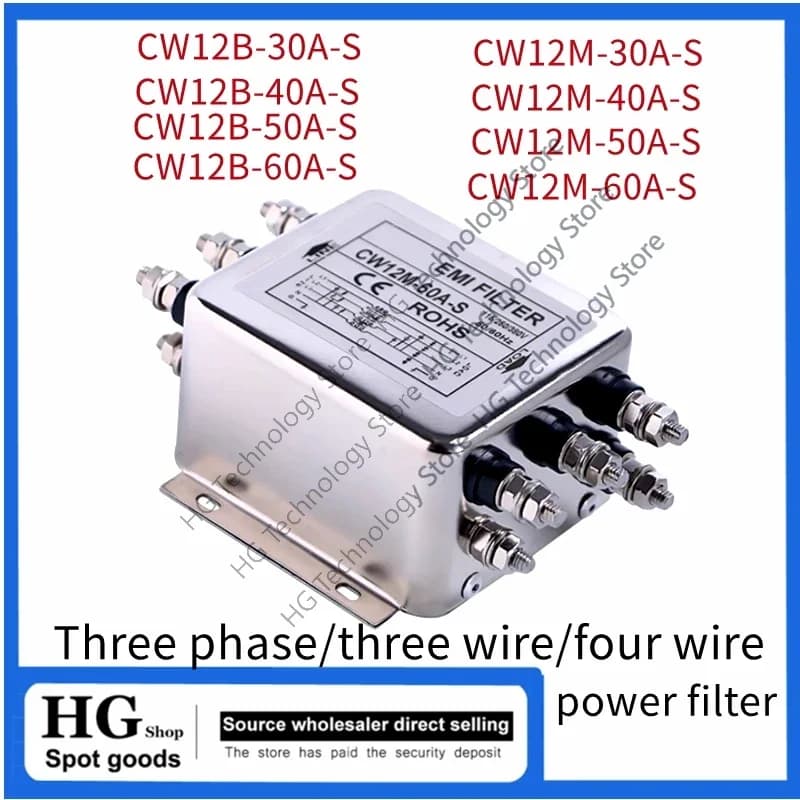 Three-phase three-wire power filter CW12B-30/40/50/60A-S Four-wire CW12M-30/40/60A-S 380V power filter CW12B-30A-S CW12M-40A-S