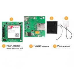 A7670G Push Nano Side Way SIM Slot Core Board Development Kits Global Bands SIMCOM 4G LTE Cat 1 Module Breakout Kit with Antenna