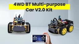 Keyestudio 4WD Multi BT Smart Car for Arduino Kit Robot Upgraded V2.0 W/LED Display Stem EDU /Scratch Programming DIY Robot Car