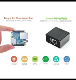NanoPi Neo LTS with CNC Metal-Case Heatsink 256M/512M RAM Allwinner H3 Quad Cortex-A7 1.2GHz,OpenWRT,Ubuntu Linux Armbian DietPi