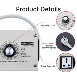 4000W High-power Adjustable Voltage Regulator AC220V/AC110V Dimmer Speed Temperature Light Compact Variable Voltage Controller