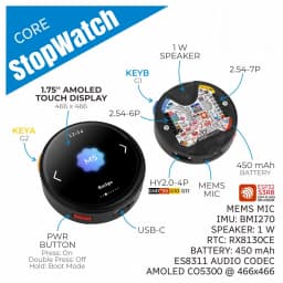 Official M5Stack StopWatch Portable and Interactive AMOLED Circular Touch Development Board for Scenarios