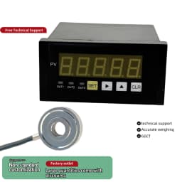 Through-Hole Load Cell and 5-Digit Force Indicator Set Stainless Steel Donut Load Cell for Bolt Tension Measurement 5t