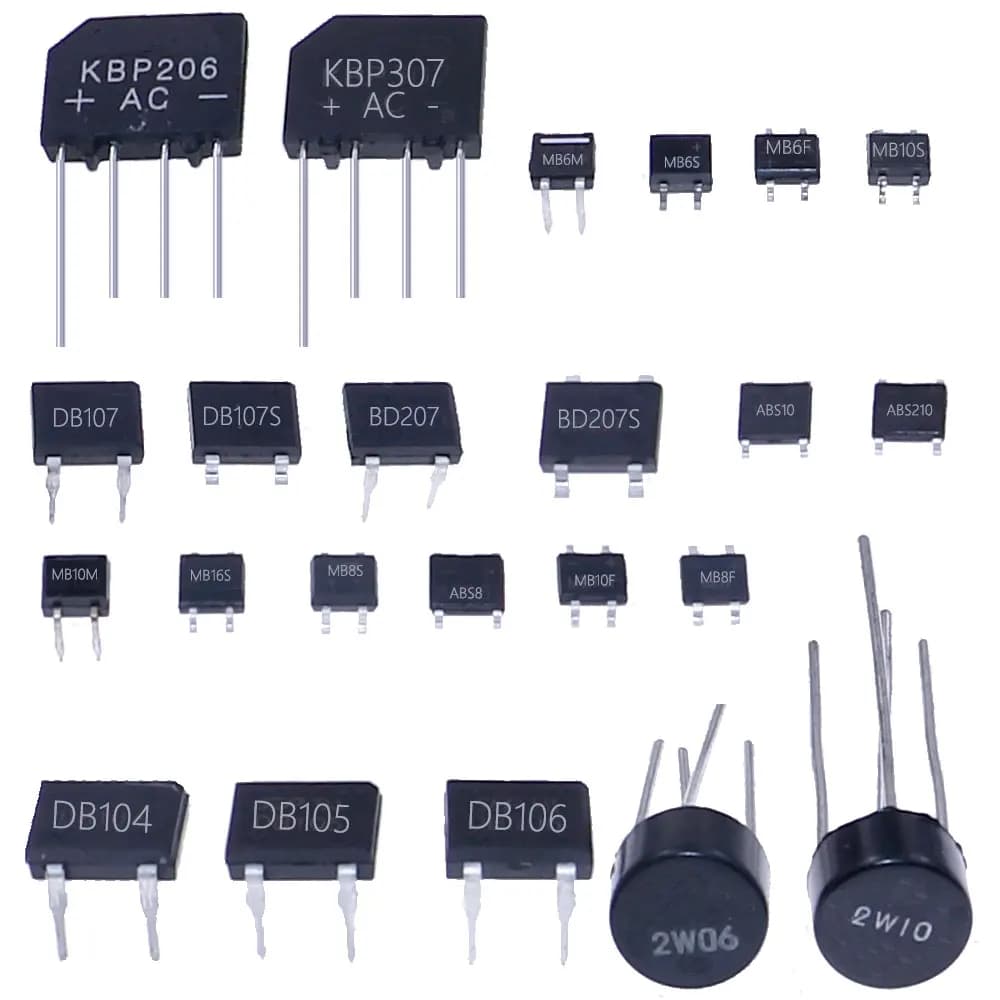 280Pcs 27 Styles Bridge Rectifier Kit DB106 KBP206 KBP307 MB6M MB10F MB6S DB107 DB207 ABS10 MB10M 2W10 MB8F DB104 ABS8 ABS210