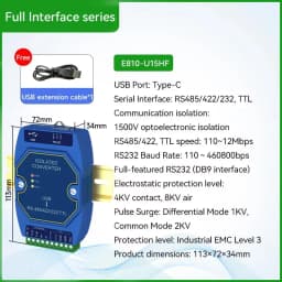 FT232RL USB To RS485 RS422 RS232 TTL Industrial Converter CDSENT E810-U15 FTDI FT232 Power Signal Isolation Type-C DC4.5~5.5V