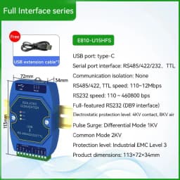 FT232RL USB To RS485 RS422 RS232 TTL Industrial Converter CDSENT E810-U15 FTDI FT232 Power Signal Isolation Type-C DC4.5~5.5V
