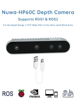 Nuwa-HP60C RGB 3D Depth Camera Structured Light Imaging USB 2.0 FOV 73.8° 0.2-4M for Raspberry Pi ROS Robot Obstacle Avoidance