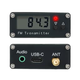 76-108MHz Frequency Band 2000m FM Transmitter 0.5W Digital LCD Display FM Transmitter Audio Stereo 3.5mm Interface USB Type-C 5V