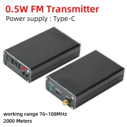 76-108MHz Frequency Band 2000m FM Transmitter 0.5W Digital LCD Display FM Transmitter Audio Stereo 3.5mm Interface USB Type-C 5V