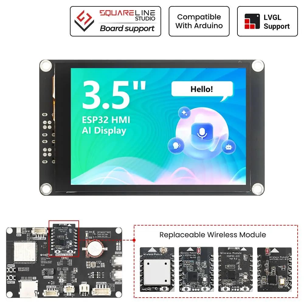 CrowPanel Advance 3.5-HMI ESP32 AI Functions Display 320x240 IPS Touch Screen Support Arduino/LVGL/Micropython