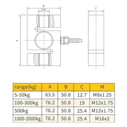 BENGBUZZYQ S Shape Tension Compression Load Cell 5kg~5t, Alloy Steel Sensor, IP66 Waterproof, for Crane Hopper Control System