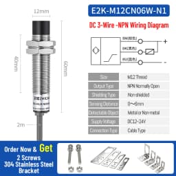 ZHICAN E2K M12 M18 Capacitive Proximity Sensor 30mm Long Range Plastics Glass Wood Metals Nonmetal Material Detection Switch