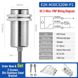 ZHICAN E2K M12 M18 Capacitive Proximity Sensor 30mm Long Range Plastics Glass Wood Metals Nonmetal Material Detection Switch