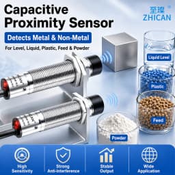 ZHICAN E2K M12 M18 Capacitive Proximity Sensor 30mm Long Range Plastics Glass Wood Metals Nonmetal Material Detection Switch