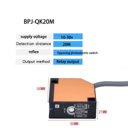 A3R Series Diffuse Reflection Photoelectric Switch Sensor, 4-Meter Detection Distance Relay Output