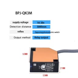 A3R Series Diffuse Reflection Photoelectric Switch Sensor, 4-Meter Detection Distance Relay Output