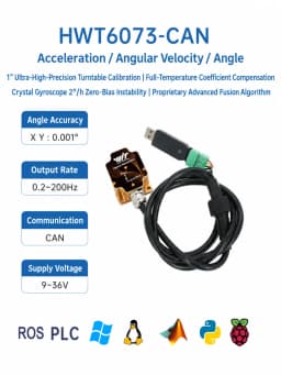 WitMotion HWT9073 AHRS IMU 3-Axis Accelerometer+Crystal Gyroscope+Magetometer, 0.001deg Accuracy with Advanced Fusion Algorithm