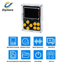 Handheld DIY Kit Game Console with Xiaozhi AI Voice Dialogue Built in 25 Classic Games Weather Clock Music Spectrum Electronic