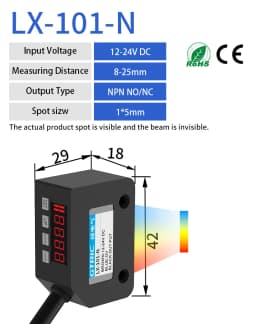 GTRIC Color Sensor Photoelectric Switch RGB Mark Recognition Deviation Correction 12-24V DC NPN PNP Differentiation Positioning