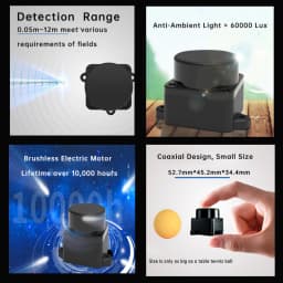 WitMotion DTOF Laser Lidar Sensor Module Outdoor Light Resistance 60Klx 5000Hz 12m 360° Scanning Support ROS1 ROS2 Arduino