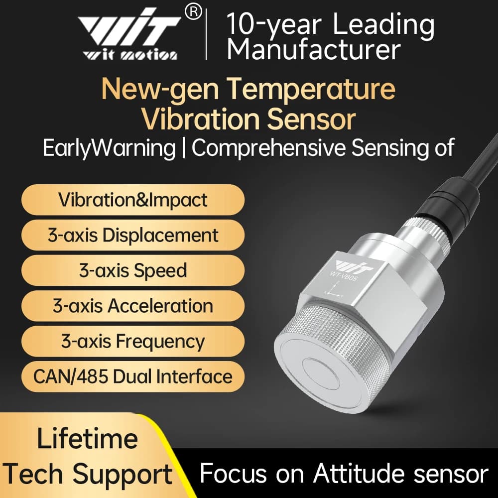 WitMotion WTVB05 Temperature Vibration 3 Xial Acceleration+Amplitude+Displacement+Frequency IP67 Sensor for Motor Water Pump