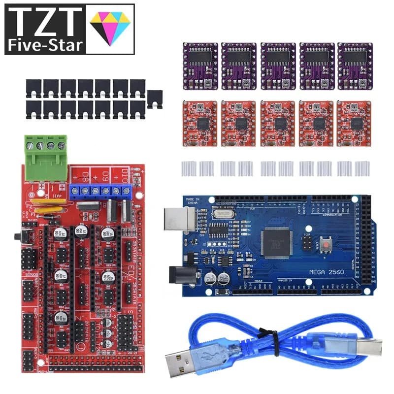 3D Printer Mega 2560 R3 + RAMPS 1.4 Control Panel+ 5pcs A4988 or DRV8825 Stepper Motor Drive For 3D Printer Kit For arduino kit
