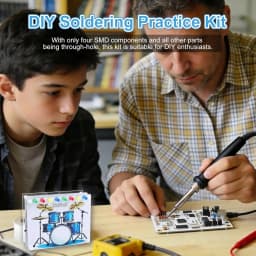 DIY Drum Soldering Practice Kit with Touch Sensor Sound & LED Lights STEM Electronics Project for School Students & Music Lovers