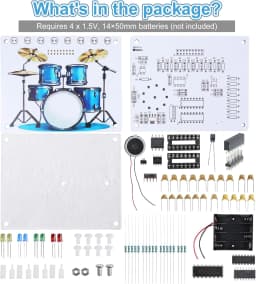 DIY Drum Soldering Practice Kit with Touch Sensor Sound & LED Lights STEM Electronics Project for School Students & Music Lovers